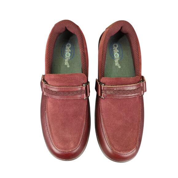 Orthofeet Chelsea Cherry Loafers Burgundy Comfort Women's 8.5 Wide Suede Leather - Picture 4 of 8